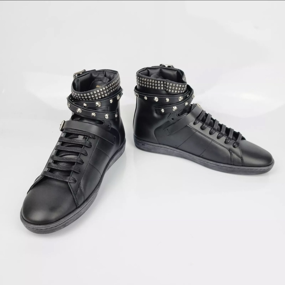 Saint Laurent Black High Top Belted Sneakers US 8 - Picture 6 of 8